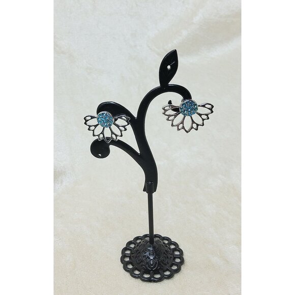 Vintage Blue Crystal Interchangeable Flower,Butterfly Earrings Jewelry Set - Picture 7 of 7